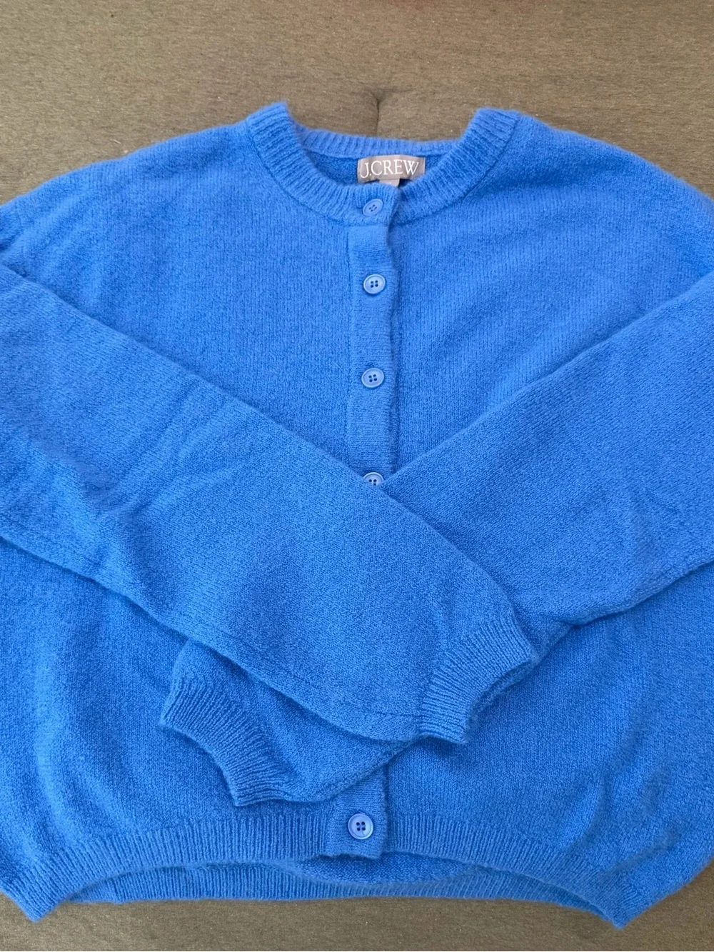 J. Crew Bright Blue Button-Front Wool Cardigan - Picture 3 of 4